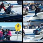 Divertissant : Voyez ce père qui s’esclaffe à regarder les enfants d’une école tomber sur la glace